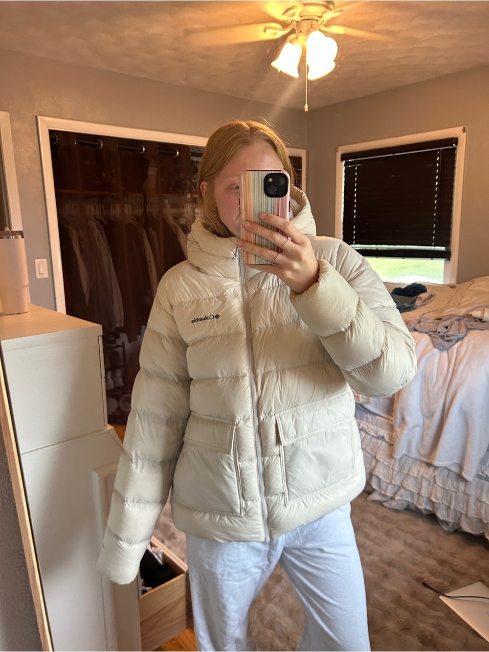 Columbia Women's Light Cream Quilted Puffer Jacket